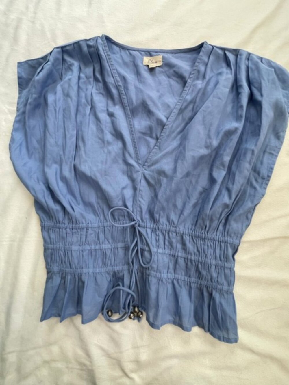 Elan Vicky Women's 2pcs Top & Skirt V-Neck Ruched Maxi, Blue, Top L, Skirt XS - Picture 4 of 16